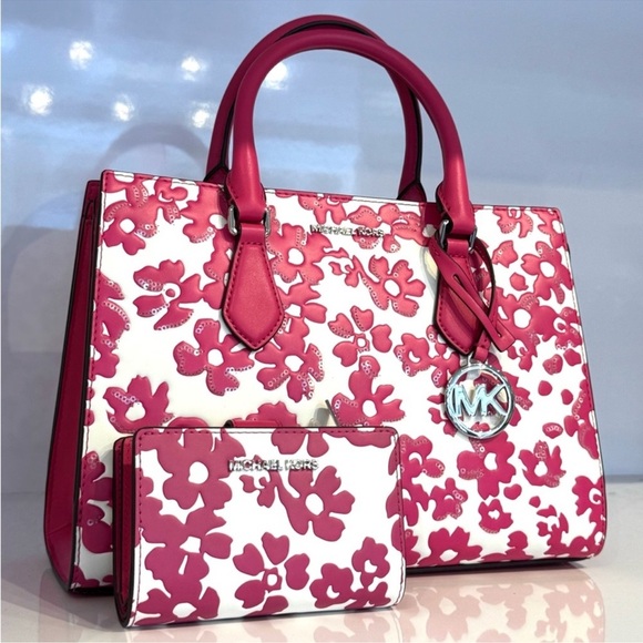 Michael Kors Sheila Medium Floral Print Satchel Bag & Matching Bifold Wallet Set - Picture 3 of 14